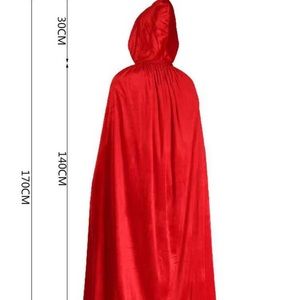 NWT Unisex Devil Red Halloween Cape With Hood For Adults, Single Layer